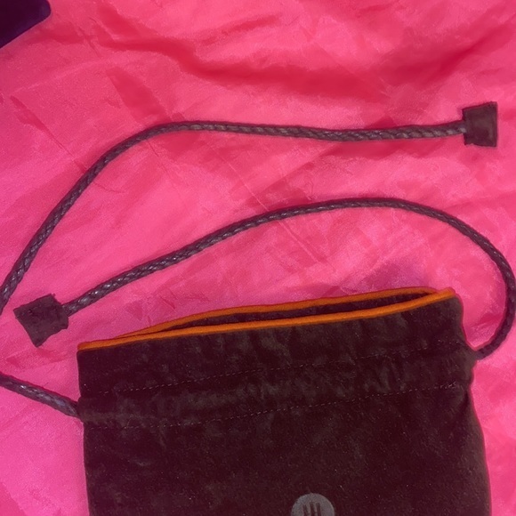 Vintage JOHN HARDY draw string velvet Pouch Embossed with logo charcoal & Orange - Picture 4 of 7